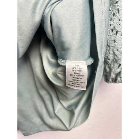 LC Lauren Conrad Square Neck Eyelet Puff Sleeve‎ Blouse Mint Green Size M - Picture 4 of 10